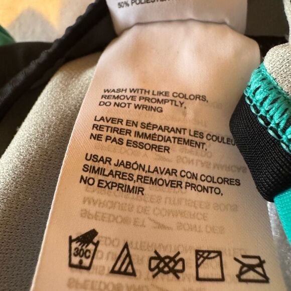 SPEEDO Women's Size 6 Active Diagonal Colorblock One Piece Swimsuit black green‎ - Picture 11 of 11